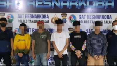 Lima pelaku narkoba yang diamankan Polres Tanjungbalai.