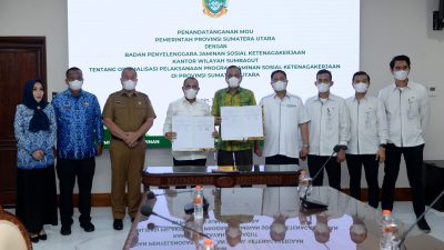Gubsu Teken MoU dengan BPJamsostek Optimalisasi Jaminan Sosial Kelompok Rentan dan Miskin
