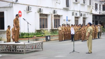 Apel Gabungan ASN dan Non ASN Pemko Binjai, Sekdako Bacakan Amanat Plt. Kemenkominfo
