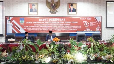 Pj. Wali Kota Moetaqqien Hasrimi Dengarkan Pidato Presiden RI Tentang Penyampaian R-APBN 2025 Secara Virtual Dalam Rapat Paripurna DPRD Kota Tebing Tinggi