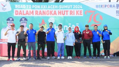 Semarak Sambut HUT RI Ke-79, Pemko Binjai Gelar Senam Bersama dan Turnamen Bola Voli